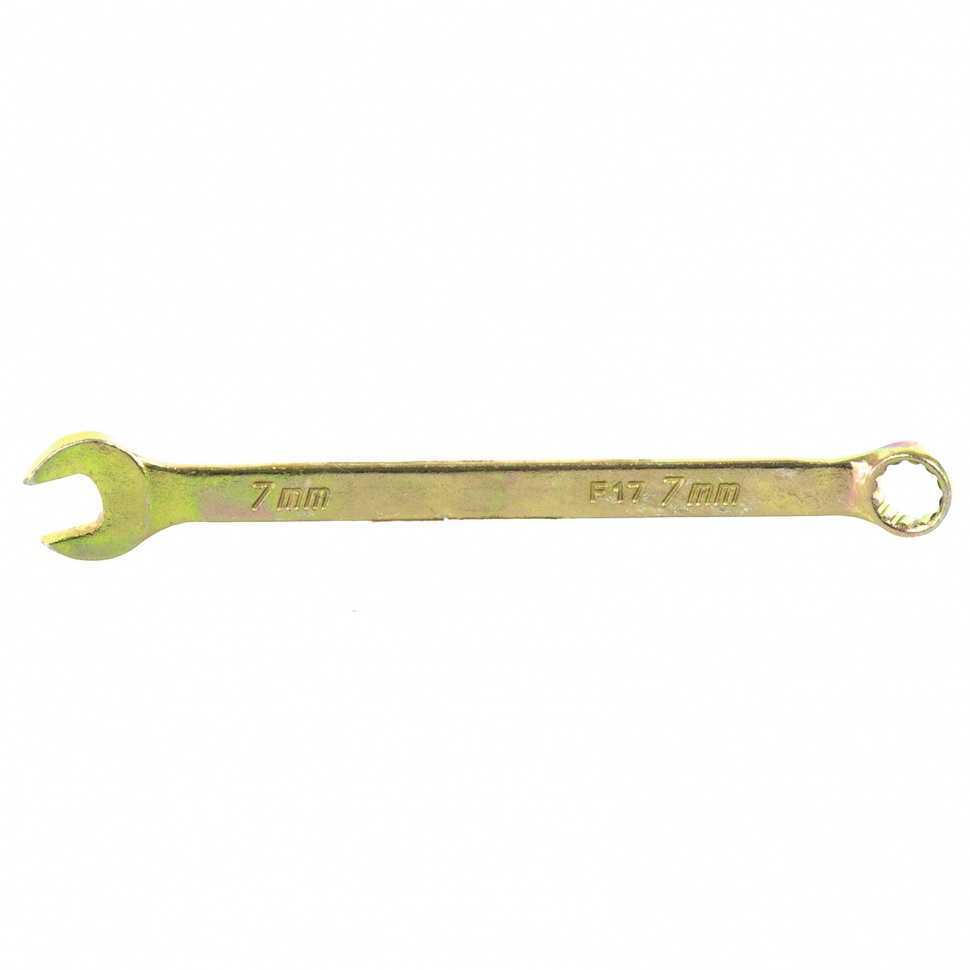 Ключ комбинированный, 7 мм, желтый цинк Сибртех Ключи комбинированные фото, изображение