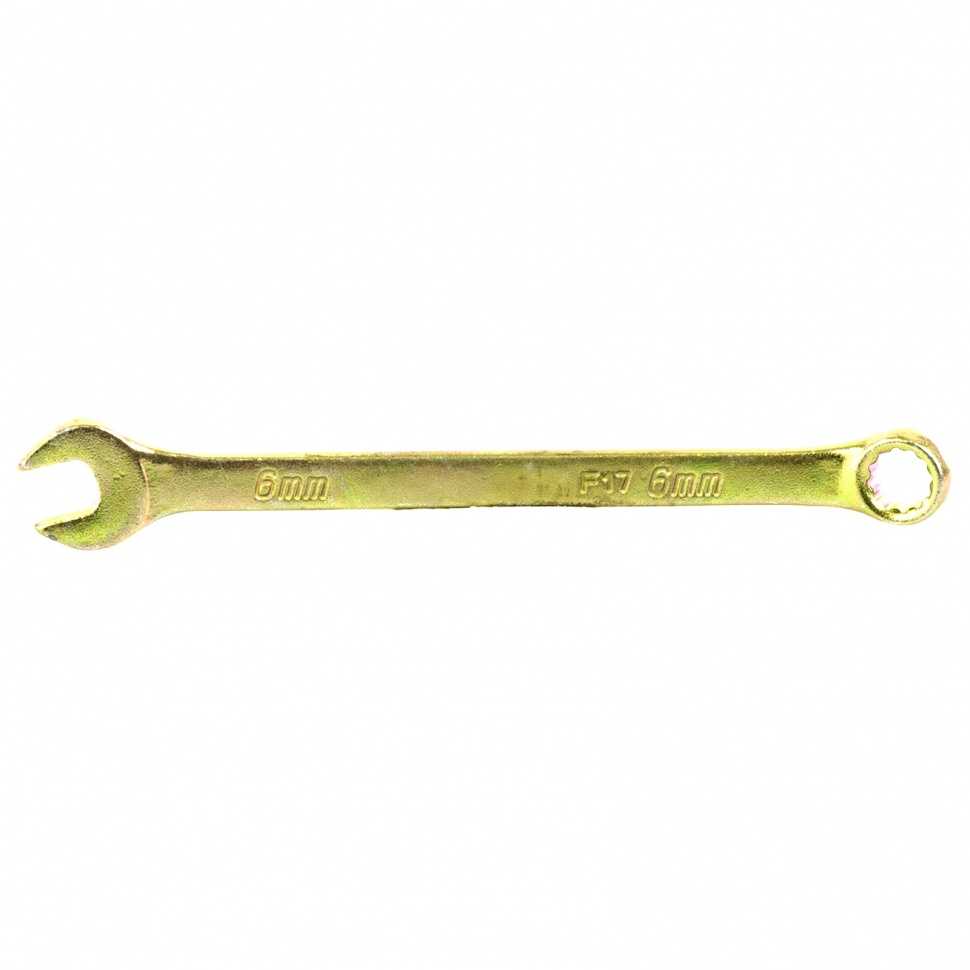Ключ комбинированный, 6 мм, желтый цинк Сибртех Ключи комбинированные фото, изображение