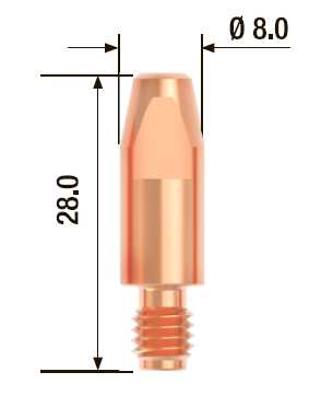 Fubag Контактный наконечник M6х28 мм ECU D=1.0 мм  (25 шт.) FB.CTM6.28-10 Аксессуары к горелкам TIG, MIG/MAG фото, изображение