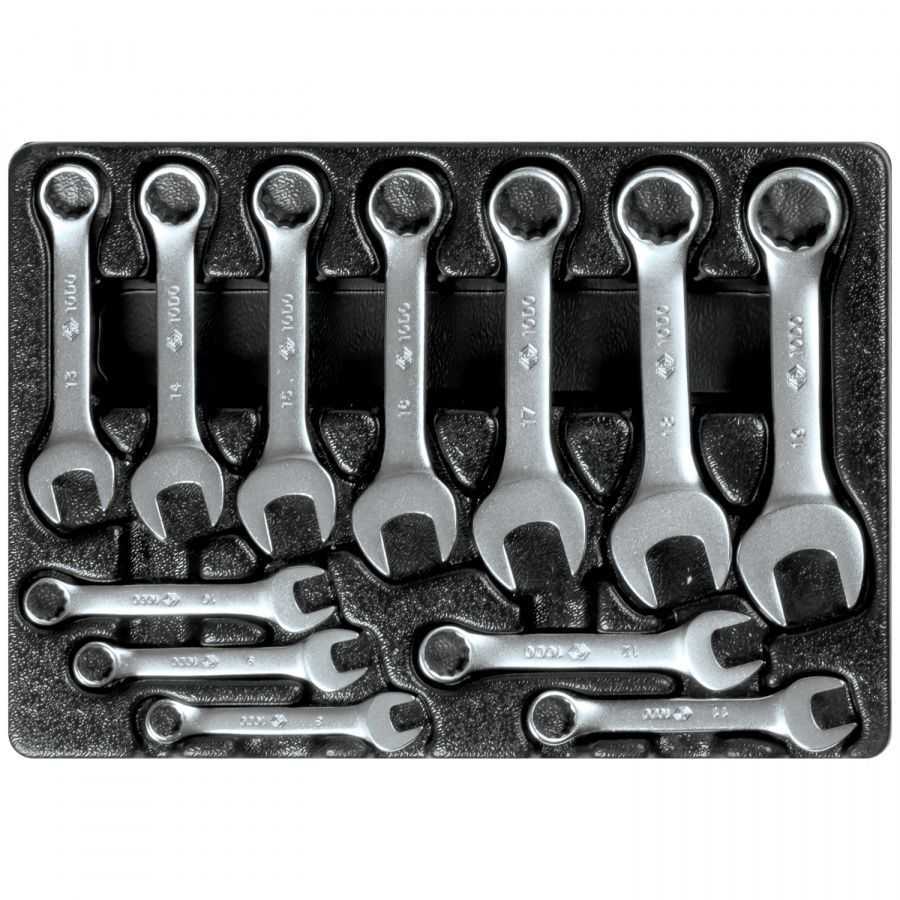 Набор укороченных комбинированных ключей, ложемент, 12 предметов KING TONY 9-1282MR Ложементы с инструментом фото, изображение